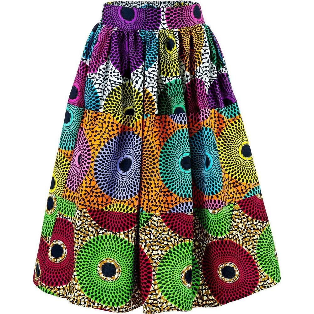 9019 African Print Skirts Ankara Traditional Casual Splicing Skirt